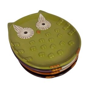 Celebrating Home Owl Snack Plates Set of 5 Ceramic Dessert Appetizer Dishes